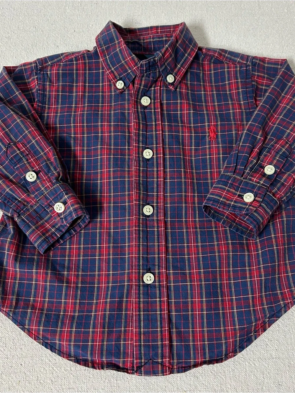 Ralph Lauren Shirt Baby Boy’s 12M Red Blue Plaid